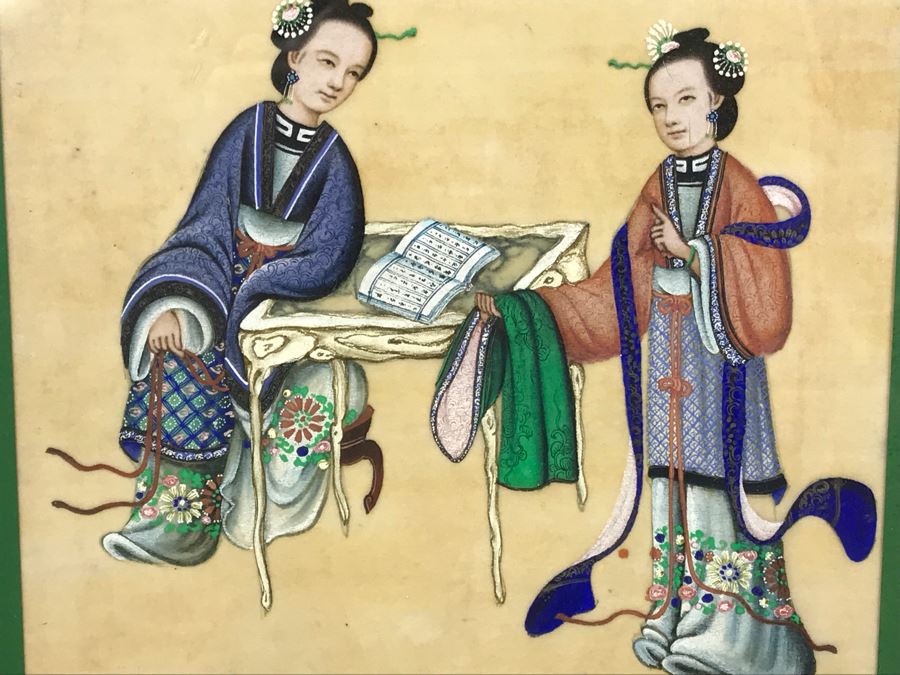 Set Of (4) Original Framed Chinese School Paintings Each 12' X 14' [Photo 20]