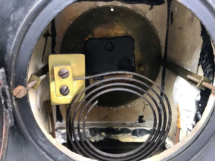 Vintage Marble Mantle Clock Porcelain Dial Movement Has Been Electrified 15'W  X 12'H X 6.5'D [Photo 11]