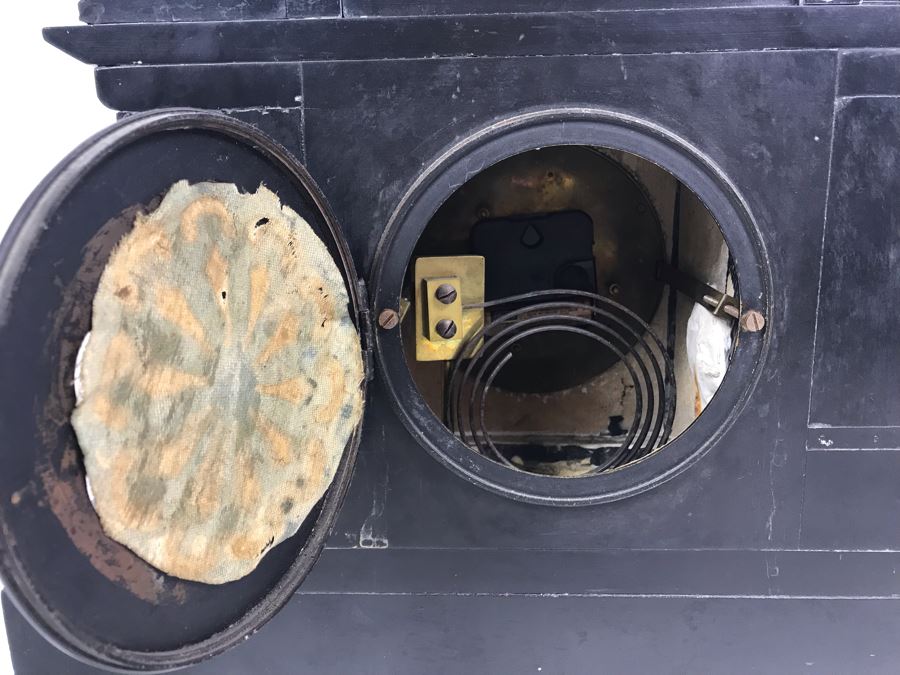 Vintage Marble Mantle Clock Porcelain Dial Movement Has Been Electrified 15'W  X 12'H X 6.5'D [Photo 10]