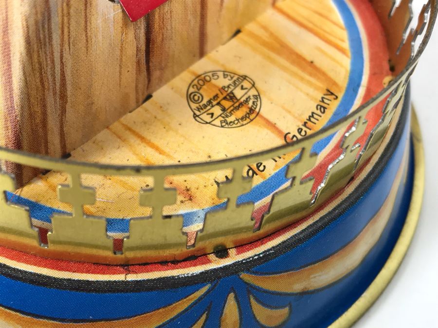 Pair Of German Tin Mechanical Wind-Up Toys 2005 Reproductions Of Antique Carousel And Antique Boat Swing By Wagner / Brunn In Boxes [Photo 11]