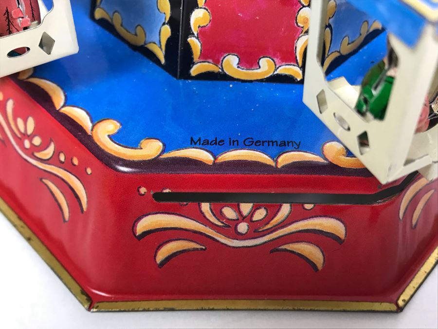 Pair Of German Tin Mechanical Wind-Up Toys 2005 Reproductions Of Antique Carousel And Antique Boat Swing By Wagner / Brunn In Boxes [Photo 6]