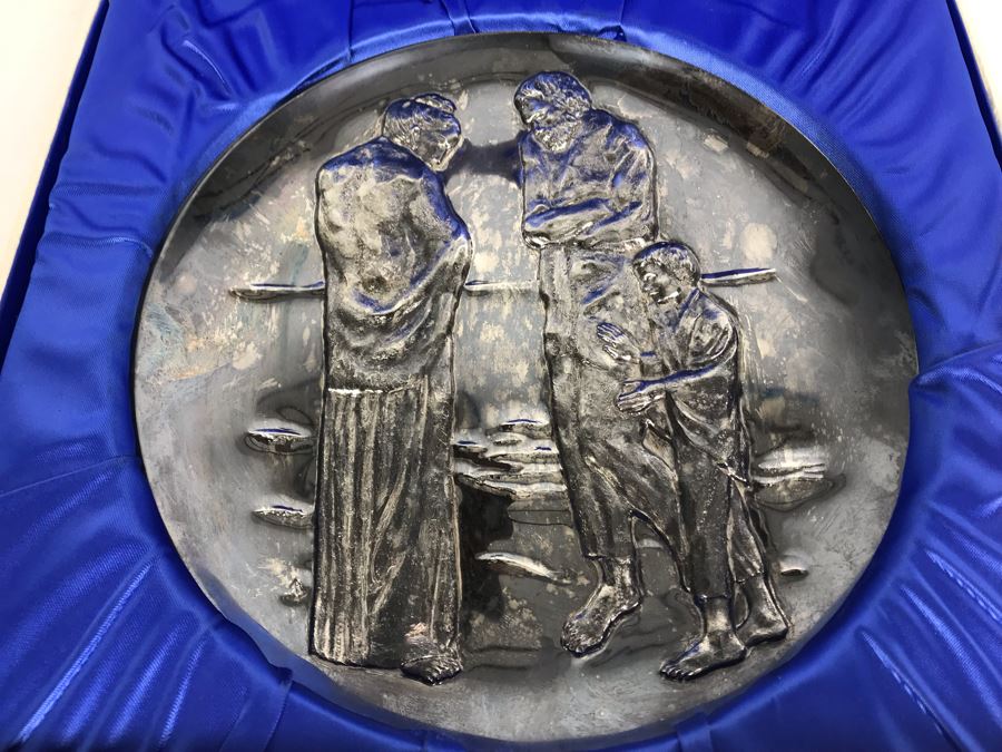 Fine .999 Silver Vintage First Edition A Tribute To Picasso Embossed Sculpture Plate Limited Edition Hamilton Mint 8'D 291.7g [Photo 2]