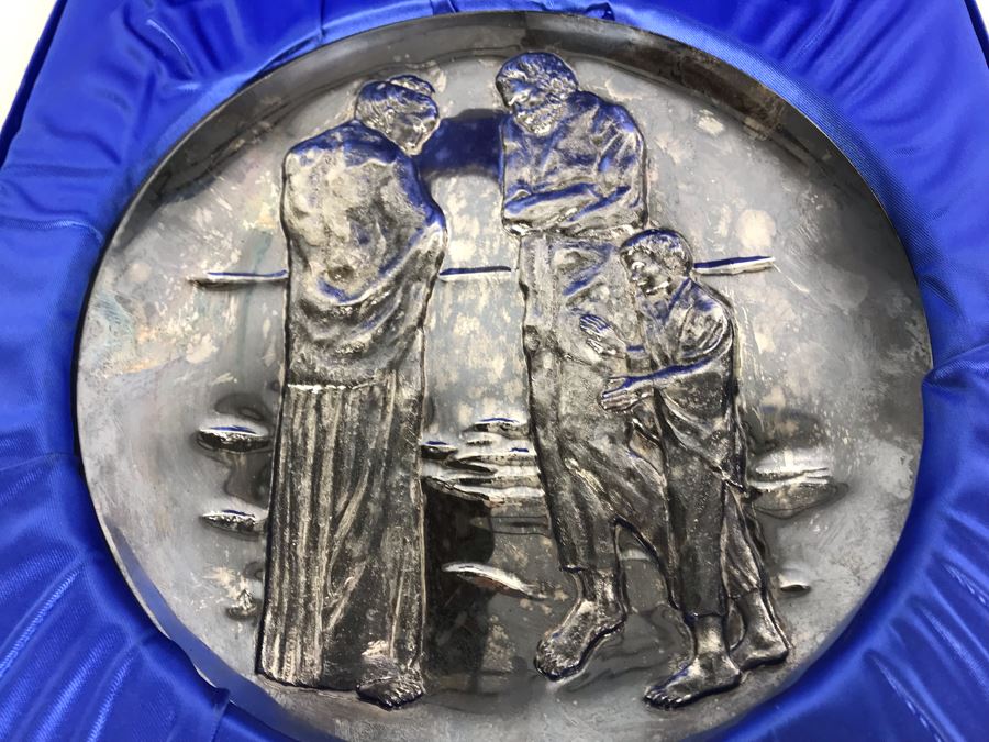 Fine .999 Silver Vintage First Edition A Tribute To Picasso Embossed Sculpture Plate Limited Edition Hamilton Mint 8'D 291.7g [Photo 3]