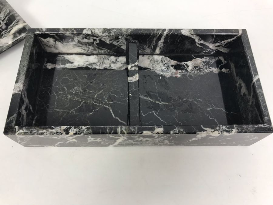 Divided Marble Box With Wall Street Bull And Bear Standing Off Bey-Berk International [Photo 9]