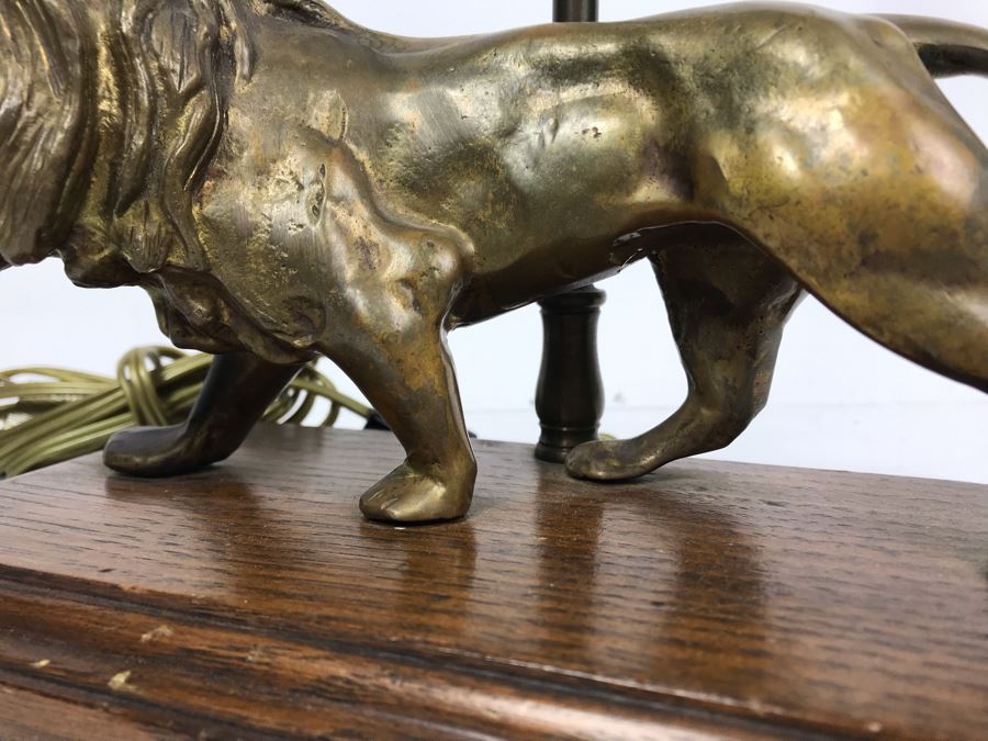 Heavy Bronze Lion Desk Lamp Without Shade 9'W X 5'H [Photo 6]