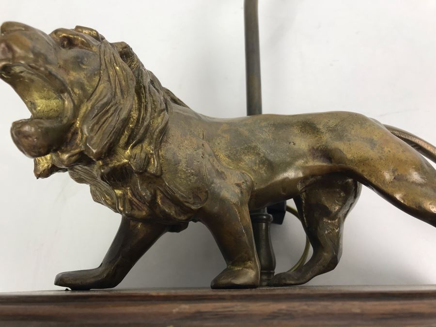 Heavy Bronze Lion Desk Lamp Without Shade 9'W X 5'H [Photo 11]