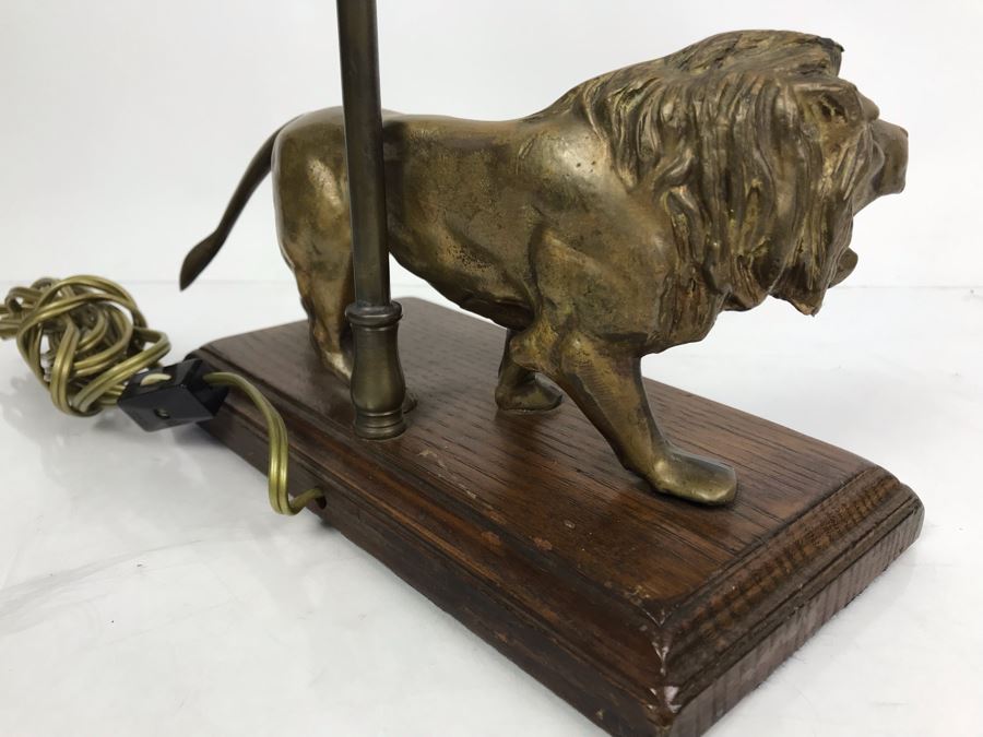 Heavy Bronze Lion Desk Lamp Without Shade 9'W X 5'H [Photo 9]