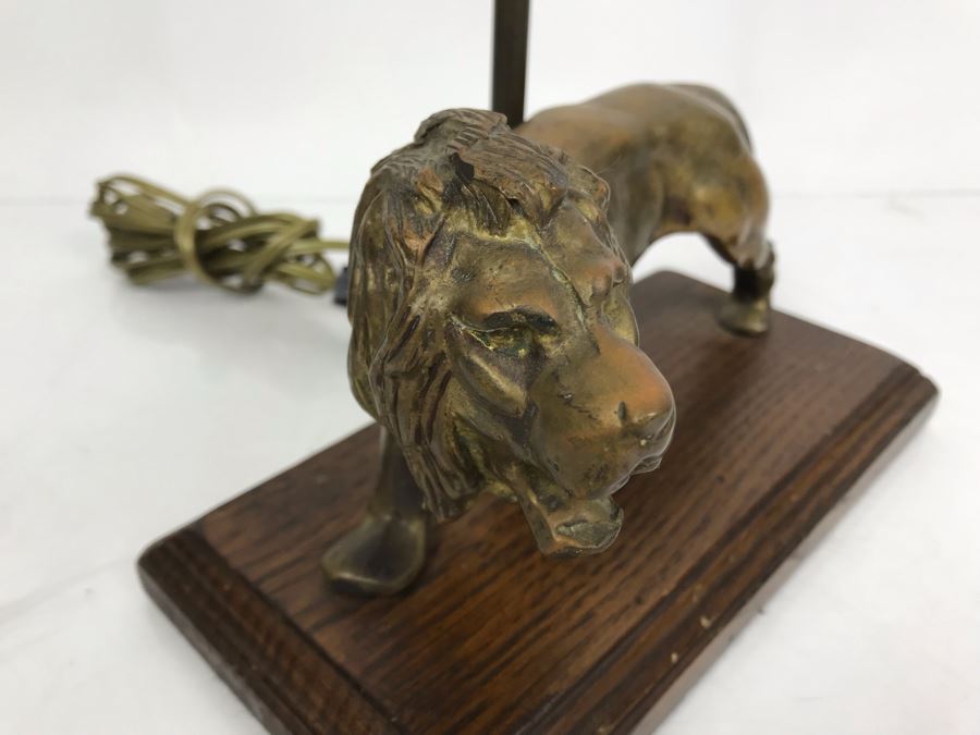 Heavy Bronze Lion Desk Lamp Without Shade 9'W X 5'H [Photo 8]