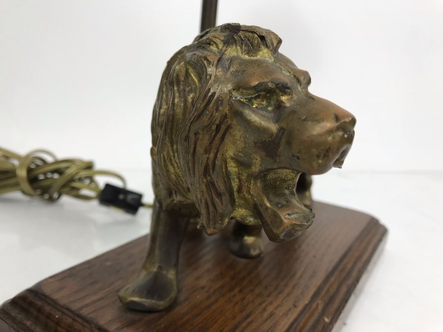 Heavy Bronze Lion Desk Lamp Without Shade 9'W X 5'H [Photo 7]