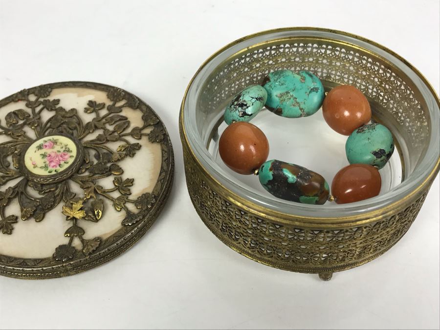 Vintage Trinket Box And Turquoise Bracelet [Photo 13]