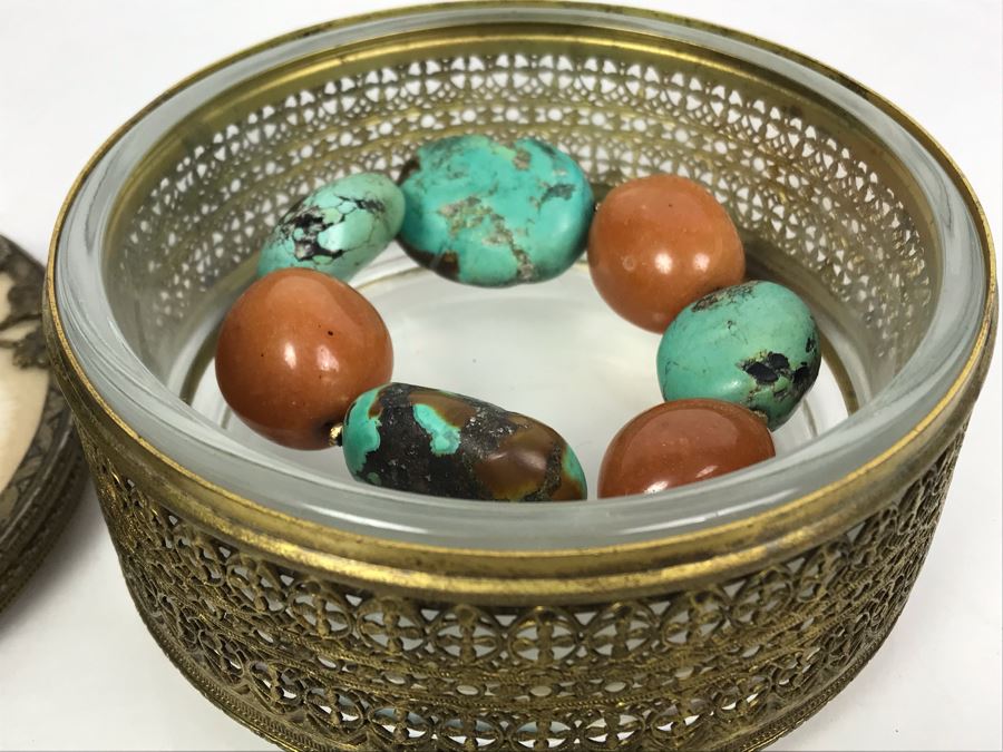 Vintage Trinket Box And Turquoise Bracelet [Photo 14]