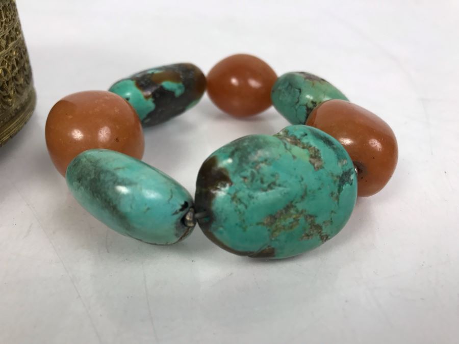 Vintage Trinket Box And Turquoise Bracelet [Photo 3]