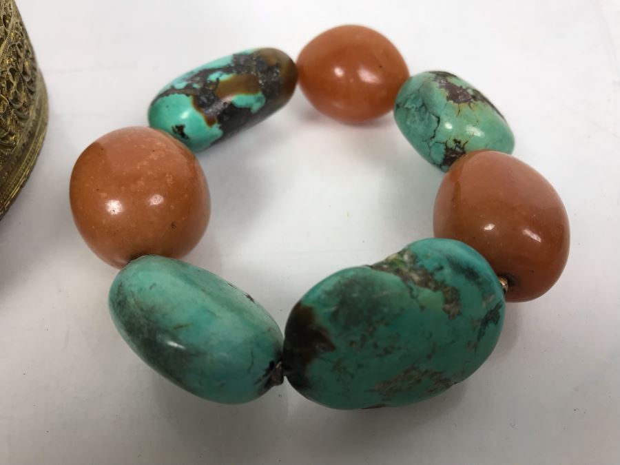 Vintage Trinket Box And Turquoise Bracelet [Photo 2]