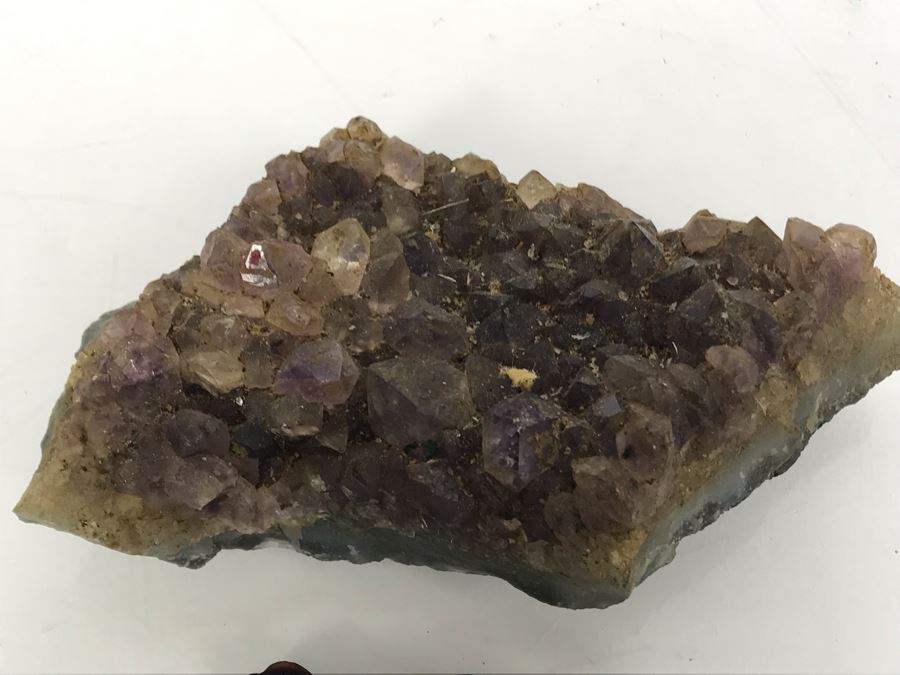 Vintage Engraved Tortoise Shell Folding Reading Glasses And Amethyst Geode Rock Piece [Photo 6]