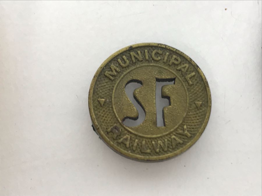 Various Tokens And Pins: LUXOR .999 Fine Silver Year 2000 $10 Gambling Token, Vintage 1939 Golden Gate International Exposition Treasure Island, SF Trolley Tokens And Oregon Man Club Pin [Photo 8]