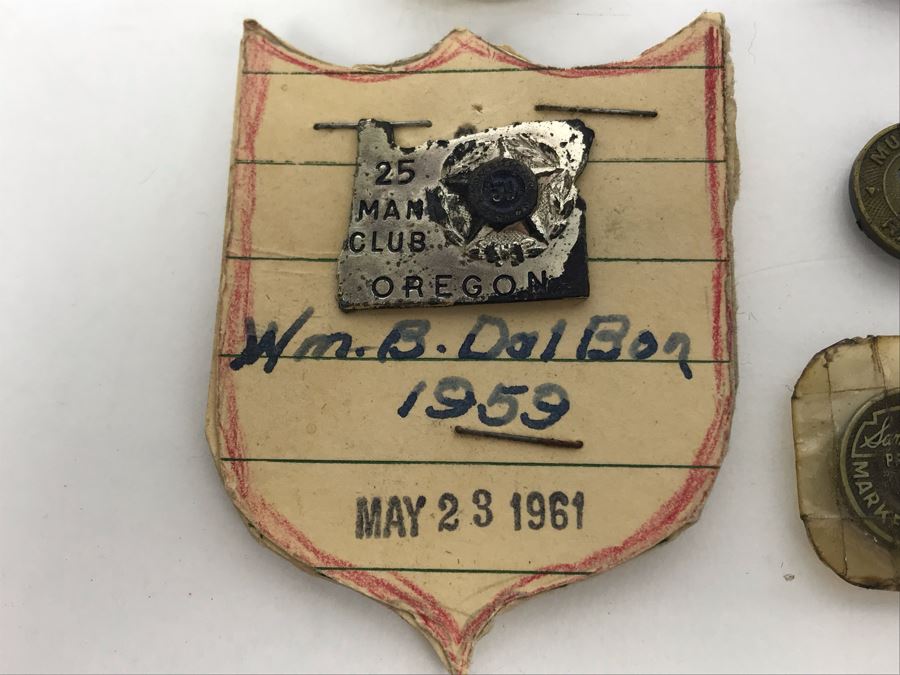 Various Tokens And Pins: LUXOR .999 Fine Silver Year 2000 $10 Gambling Token, Vintage 1939 Golden Gate International Exposition Treasure Island, SF Trolley Tokens And Oregon Man Club Pin [Photo 4]