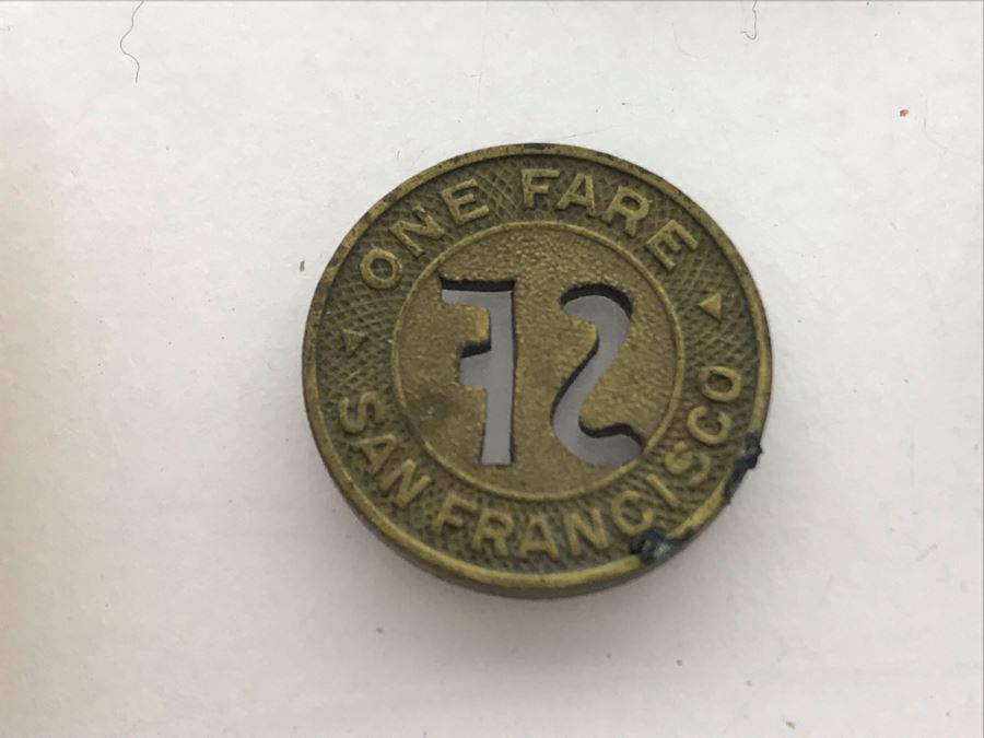 Various Tokens And Pins: LUXOR .999 Fine Silver Year 2000 $10 Gambling Token, Vintage 1939 Golden Gate International Exposition Treasure Island, SF Trolley Tokens And Oregon Man Club Pin [Photo 9]