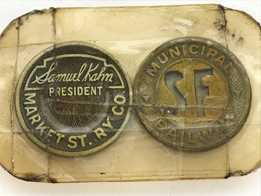 Various Tokens And Pins: LUXOR .999 Fine Silver Year 2000 $10 Gambling Token, Vintage 1939 Golden Gate International Exposition Treasure Island, SF Trolley Tokens And Oregon Man Club Pin [Photo 6]