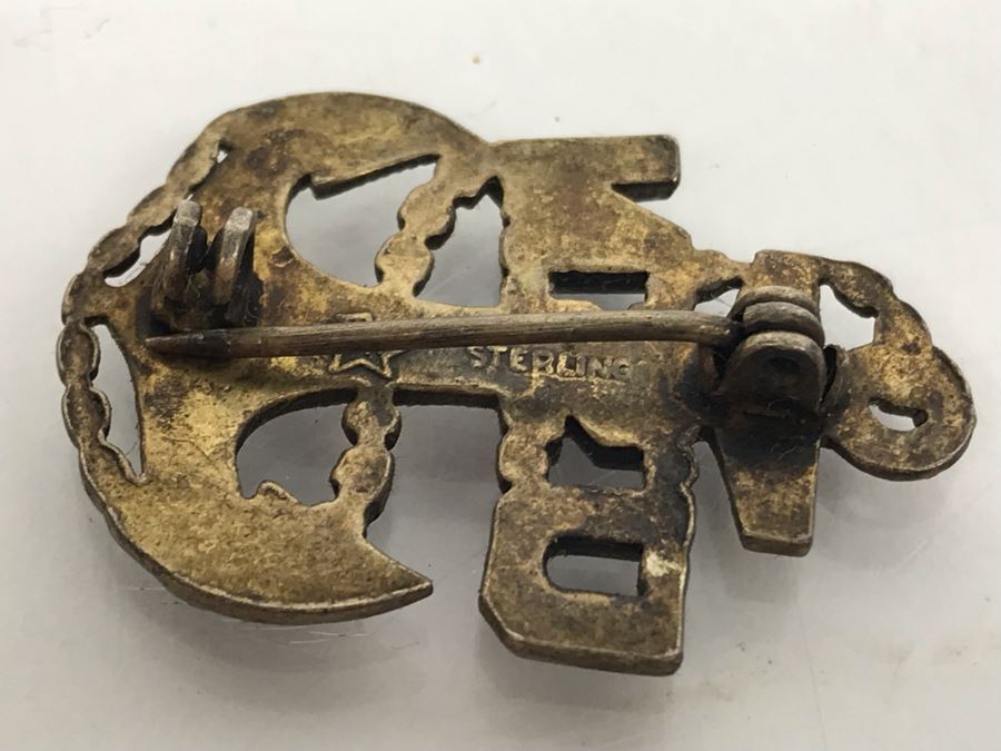 Pair Of Sterling Silver NAVY Nautical Pins Brooches 8g TW [Photo 4]