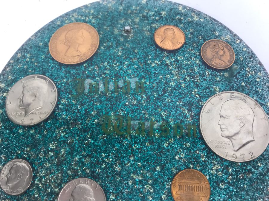 (7) Mid-Century Desk Pen Holders (Missing Pen Holder Parts) With Various Vintage And Antique Coins Including Silver Coins [Photo 20]