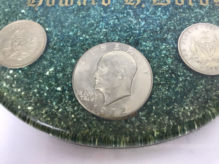 (7) Mid-Century Desk Pen Holders (Missing Pen Holder Parts) With Various Vintage And Antique Coins Including Silver Coins [Photo 4]