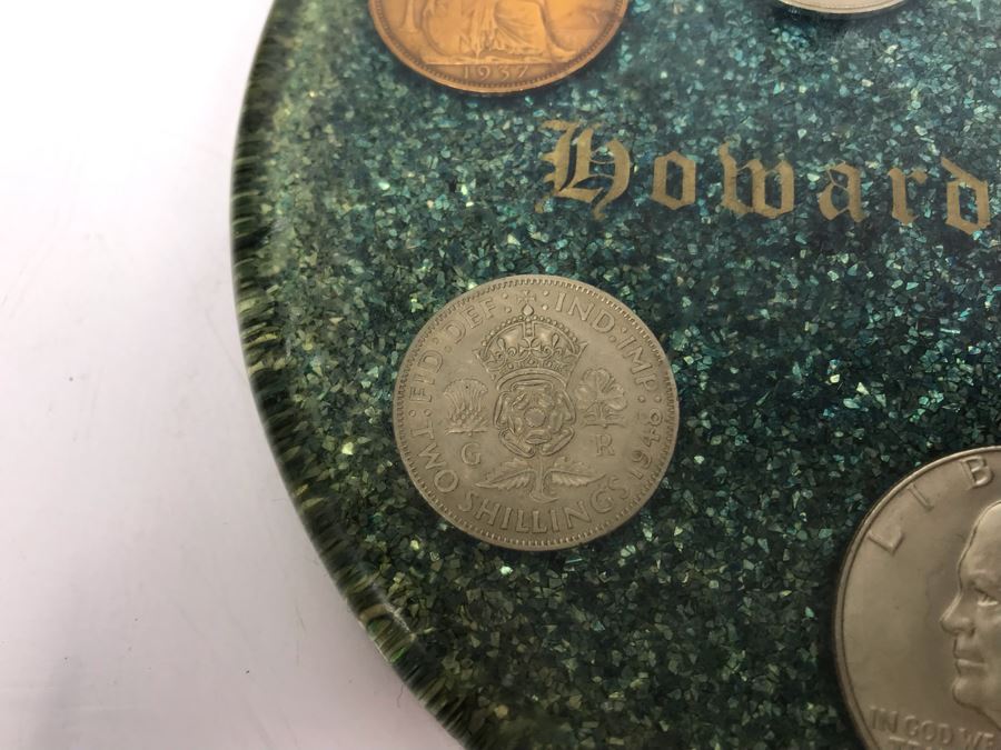 (7) Mid-Century Desk Pen Holders (Missing Pen Holder Parts) With Various Vintage And Antique Coins Including Silver Coins [Photo 8]