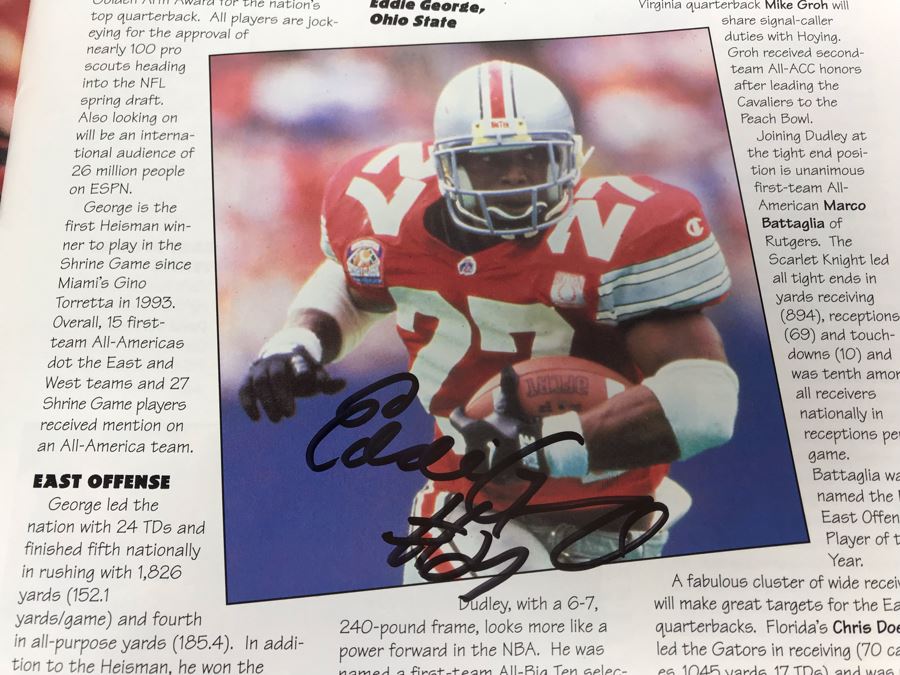 71st Annual East West Shrine Classic Sports Program Hand SIGNED By Over 60 Players Of NCAA College Football Players Including Eddie George - See Photos [Photo 15]