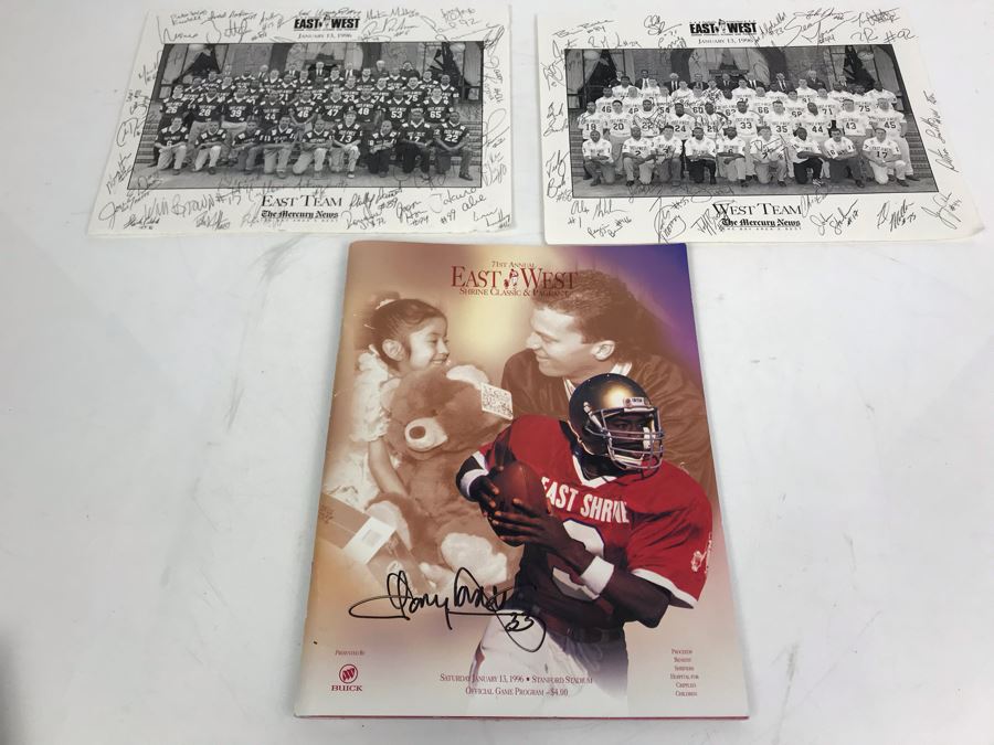 71st Annual East West Shrine Classic Sports Program Hand SIGNED By Over 60 Players Of NCAA College Football Players Including Eddie George - See Photos [Photo 1]
