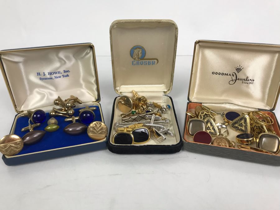 Collection Of Men's Cufflinks And Tie Pins