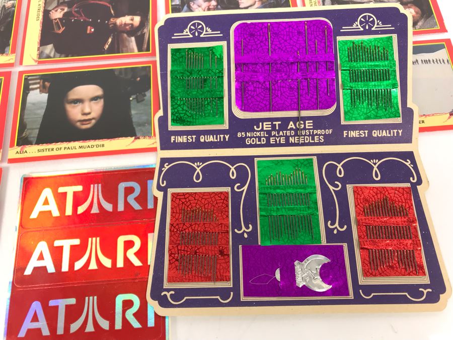 Vintage 1984 DUNE Movie Trading Cards, Vintage ATARI Stickers, Superlover Button And Vintage Jet Age Sewing Needle Book [Photo 2]