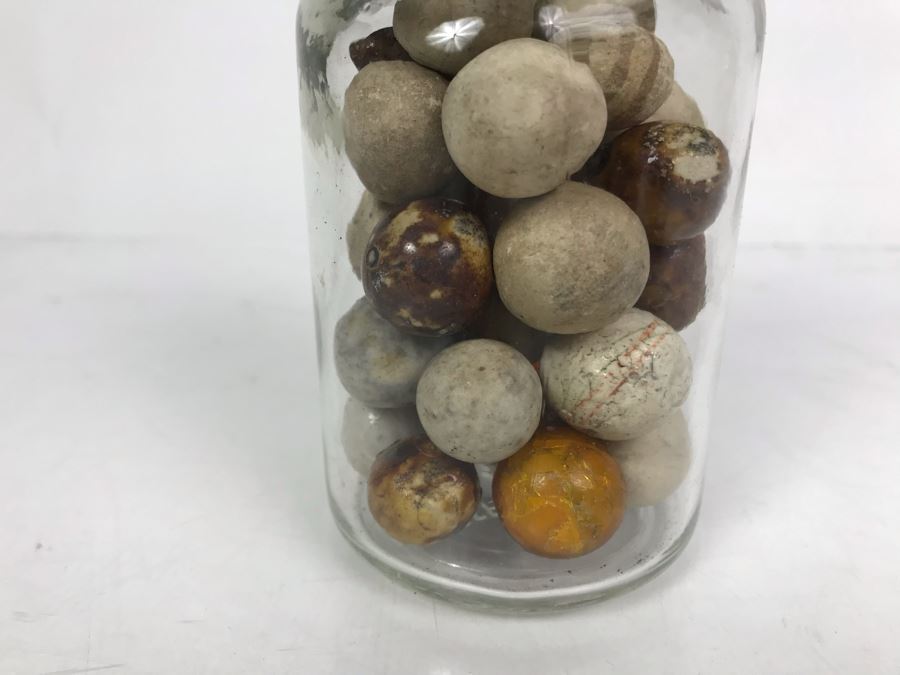 Vintage Clay And Glass Marbles - Come With Glass Jar And Foley Bone China Olive Branch Dish - See Photos For Individual Marble Pics [Photo 26]