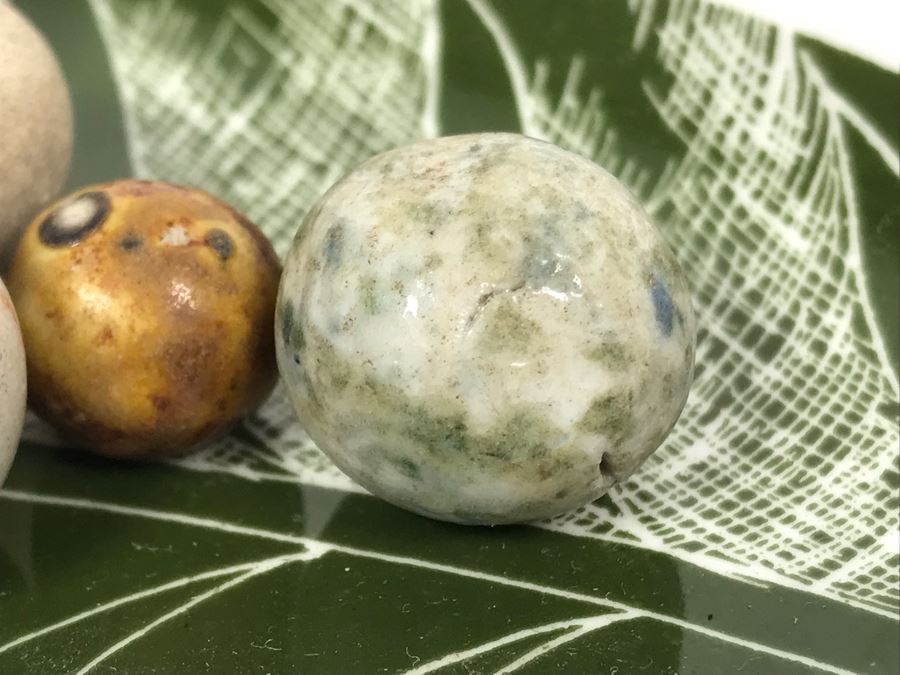Vintage Clay And Glass Marbles - Come With Glass Jar And Foley Bone China Olive Branch Dish - See Photos For Individual Marble Pics [Photo 21]
