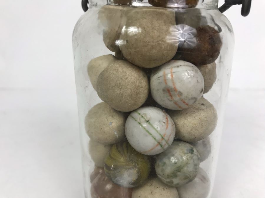 Vintage Clay And Glass Marbles - Come With Glass Jar And Foley Bone China Olive Branch Dish - See Photos For Individual Marble Pics [Photo 25]