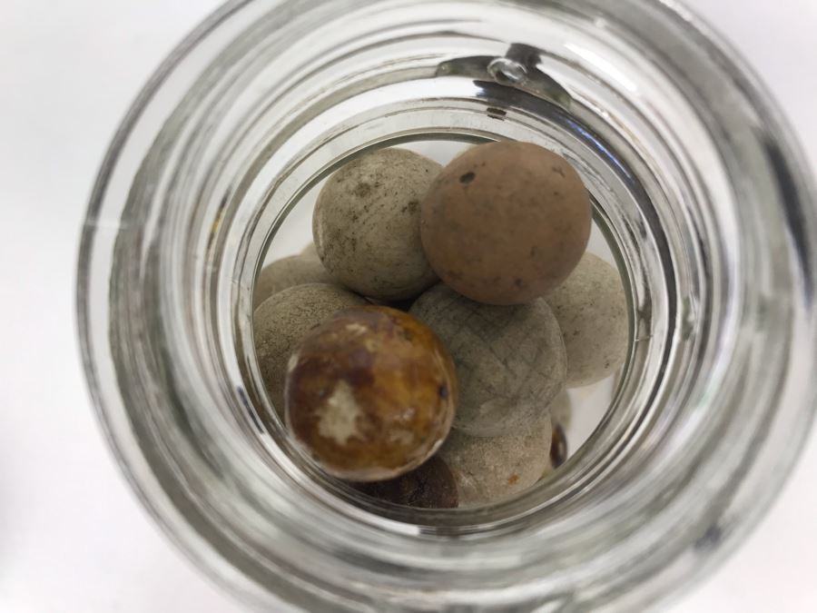Vintage Clay And Glass Marbles - Come With Glass Jar And Foley Bone China Olive Branch Dish - See Photos For Individual Marble Pics [Photo 27]