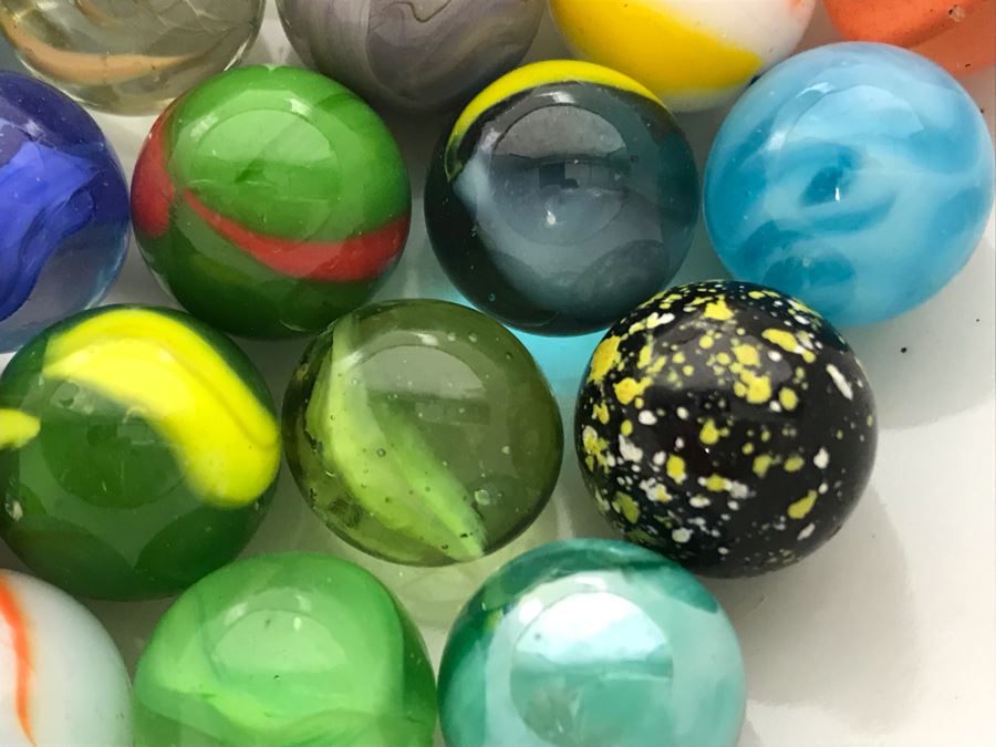 Vintage Glass Marble Collection - Comes With Hand Painted Covered Footed Bowl (See Photos) [Photo 12]