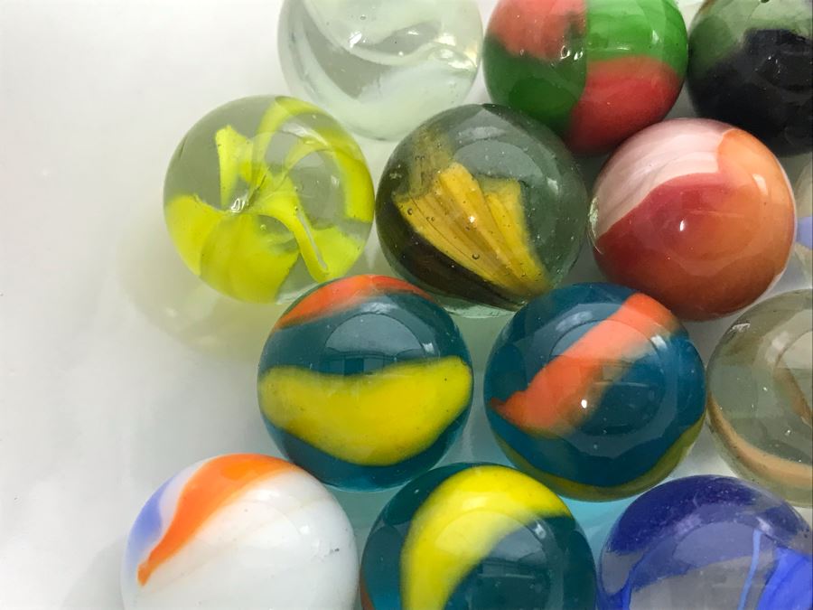 Vintage Glass Marble Collection - Comes With Hand Painted Covered Footed Bowl (See Photos) [Photo 9]