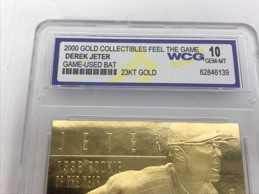 Graded 10 2000 23KT Gold Collectibles Feel The Game Authentic Game Used Bat Derek Jeter  [Photo 5]