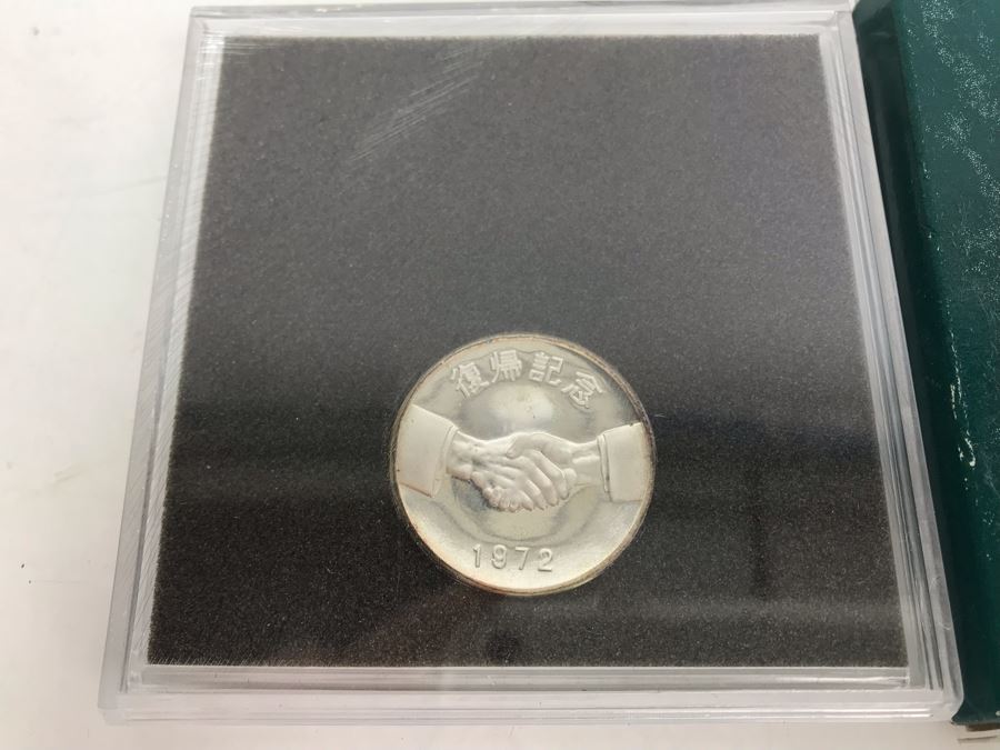 1972 Japan And China Silver Gem Proof Handshake Medal Coin In Box [Photo 3]