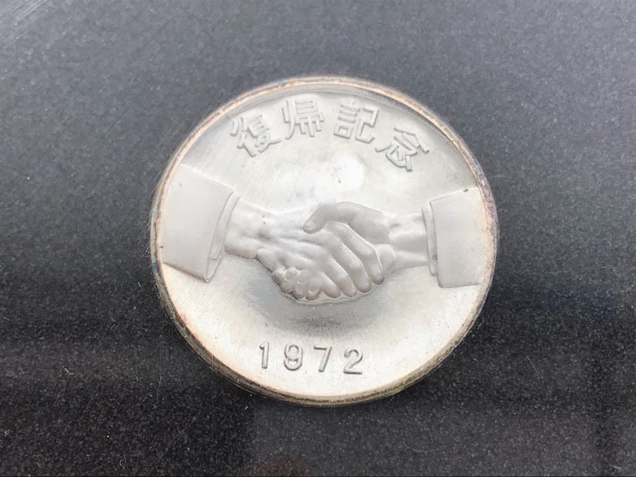 1972 Japan And China Silver Gem Proof Handshake Medal Coin In Box [Photo 4]
