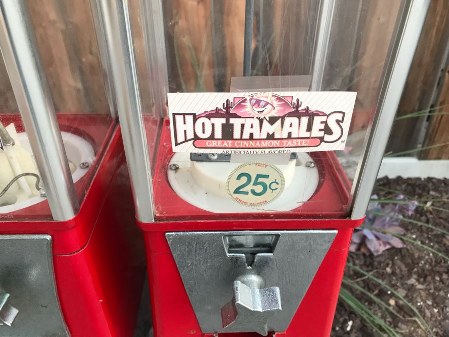 Commercial Grade Double Unit Candy Vending Machines With Metal Base (No Key And One Machine Missing Swing Door) [Photo 6]