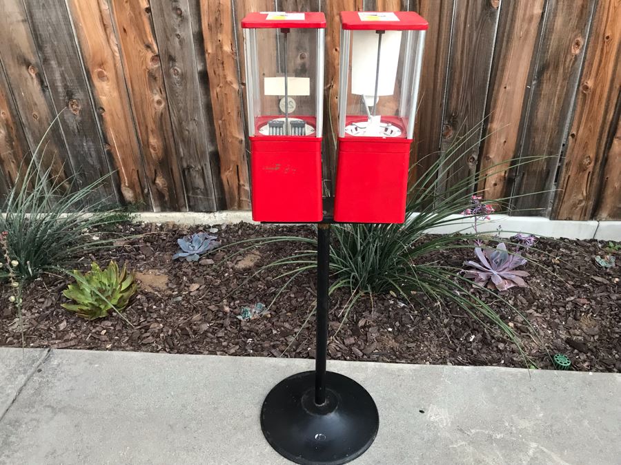 Commercial Grade Double Unit Candy Vending Machines With Metal Base (No Key And One Machine Missing Swing Door) [Photo 9]