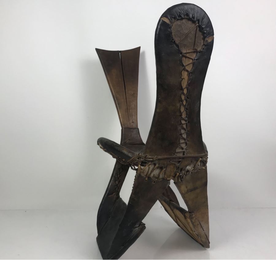 Vintage Leather Wrapped Wooden Camel Saddle [Photo 4]