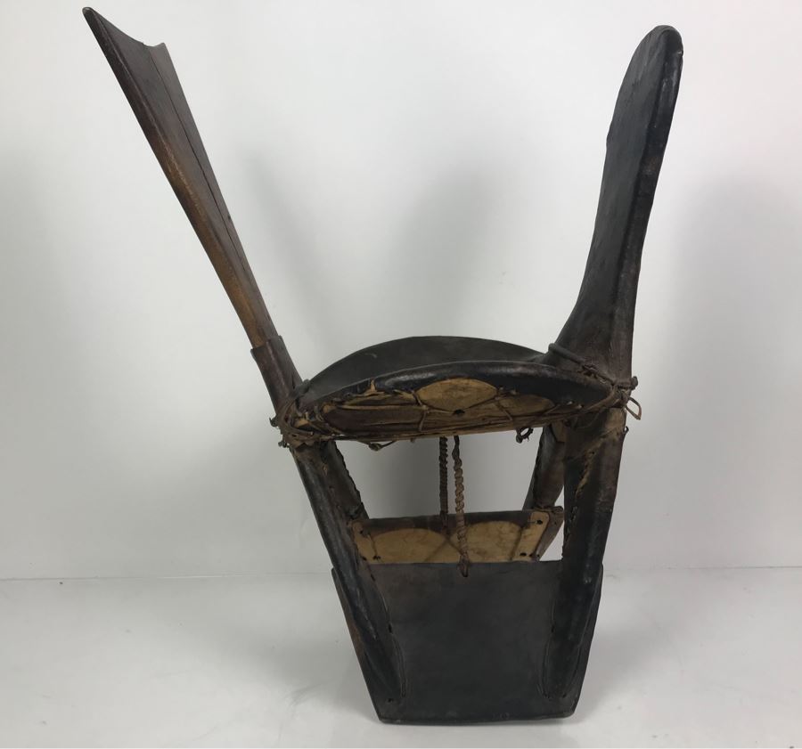 Vintage Leather Wrapped Wooden Camel Saddle [Photo 2]