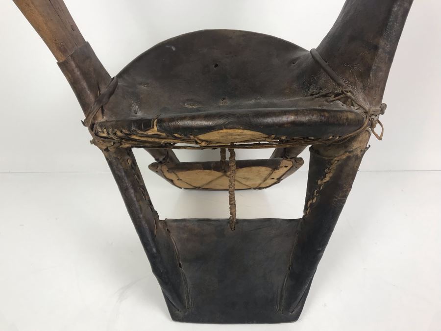 Vintage Leather Wrapped Wooden Camel Saddle [Photo 3]