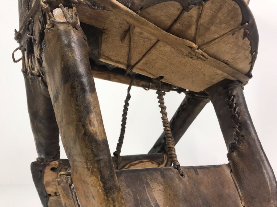 Vintage Leather Wrapped Wooden Camel Saddle [Photo 8]