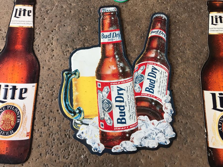 (5) Metal Wall Beer Advertising Signs For Bars Coors Light, Miller Lite, Bud Dry And Rolling Rock [Photo 5]
