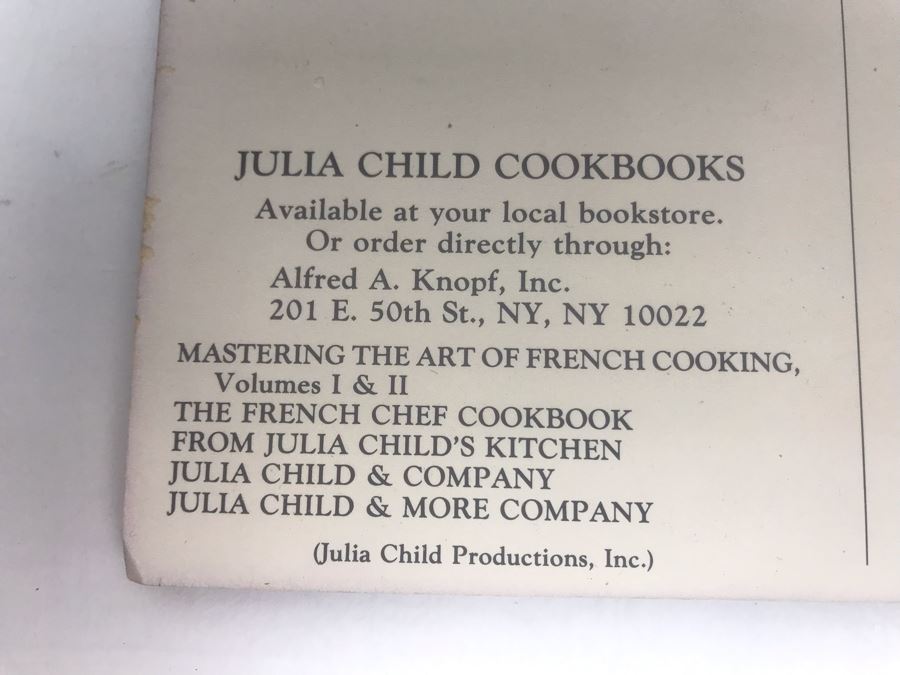 Signed And Hand Written Personalized Note Bon Appetit From Julia Child Postcard [Photo 8]
