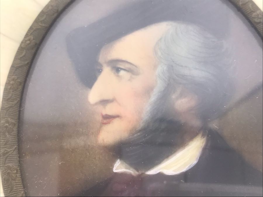 Pair Of Vintage Framed Miniature Original Portrait Paintings Signed [Photo 11]