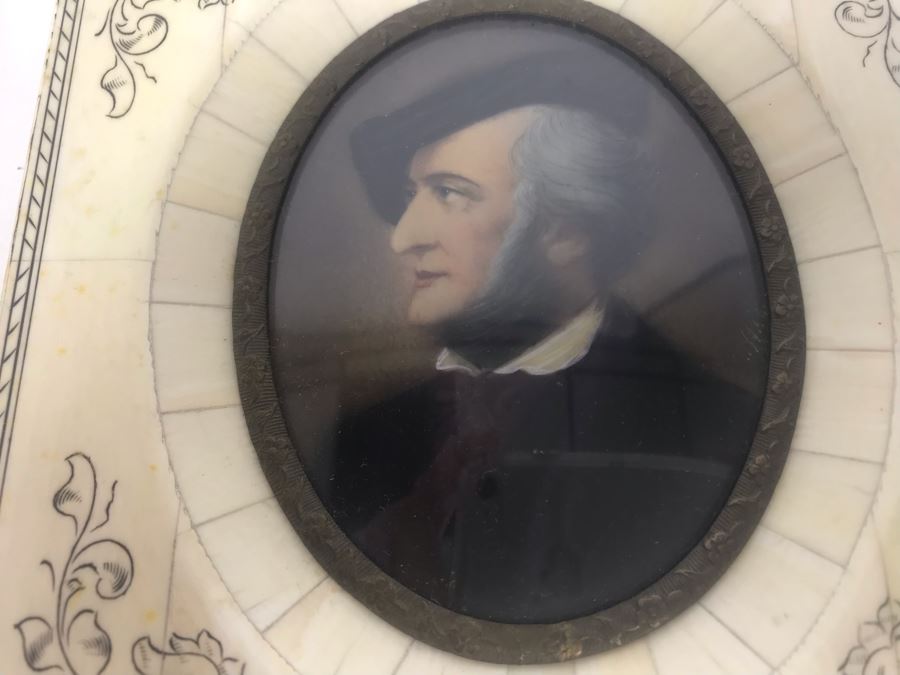 Pair Of Vintage Framed Miniature Original Portrait Paintings Signed [Photo 10]