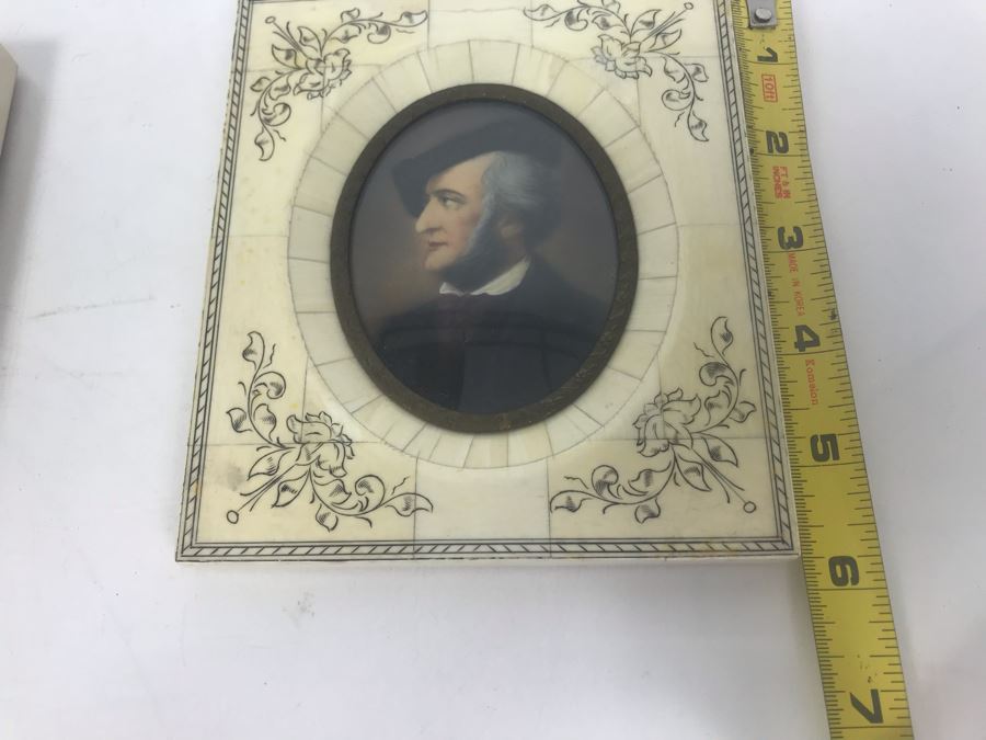 Pair Of Vintage Framed Miniature Original Portrait Paintings Signed [Photo 20]